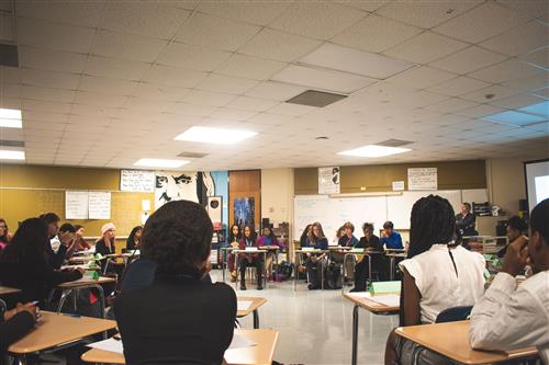 An image of Joseph Harter's class during the World Summit PBL. 